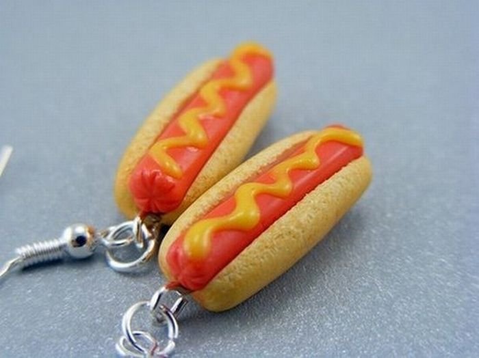 food shaped pendant and earrings