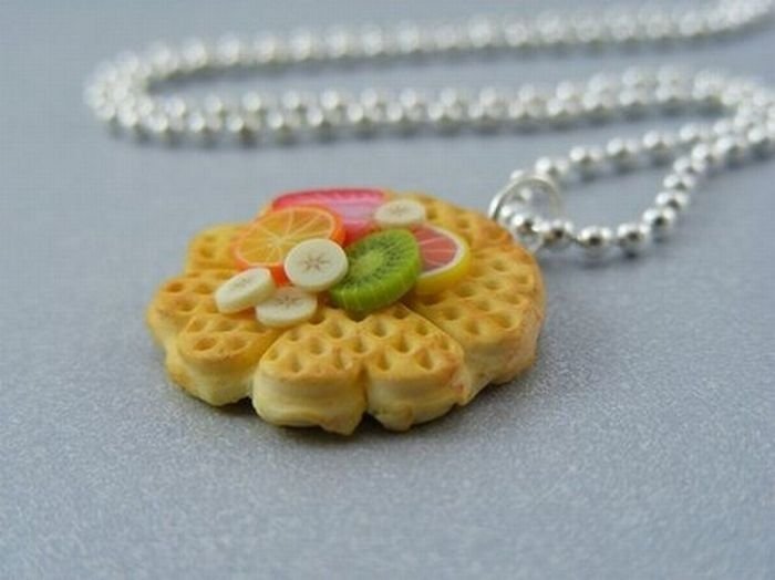 food shaped pendant and earrings