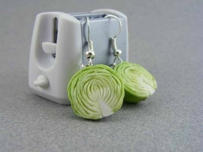 food shaped pendant and earrings