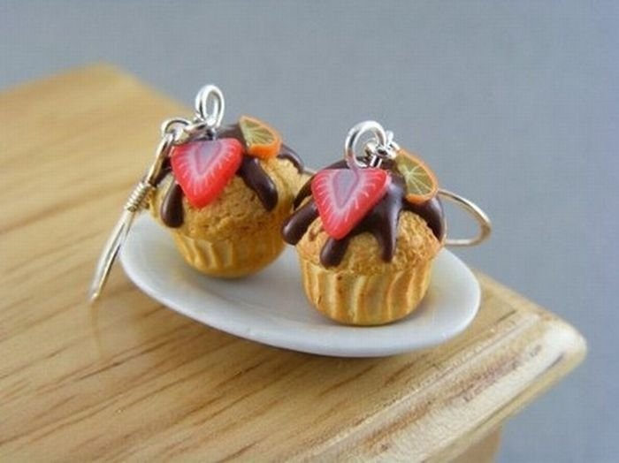 food shaped pendant and earrings