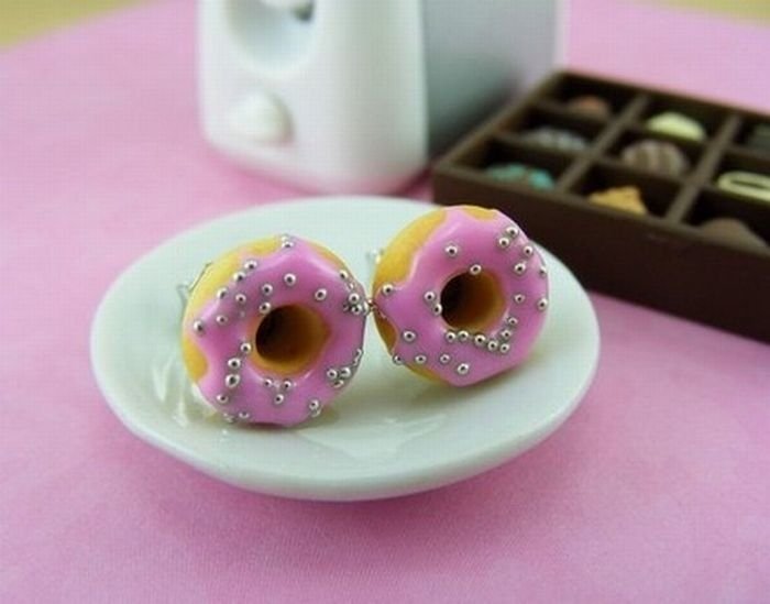 food shaped pendant and earrings