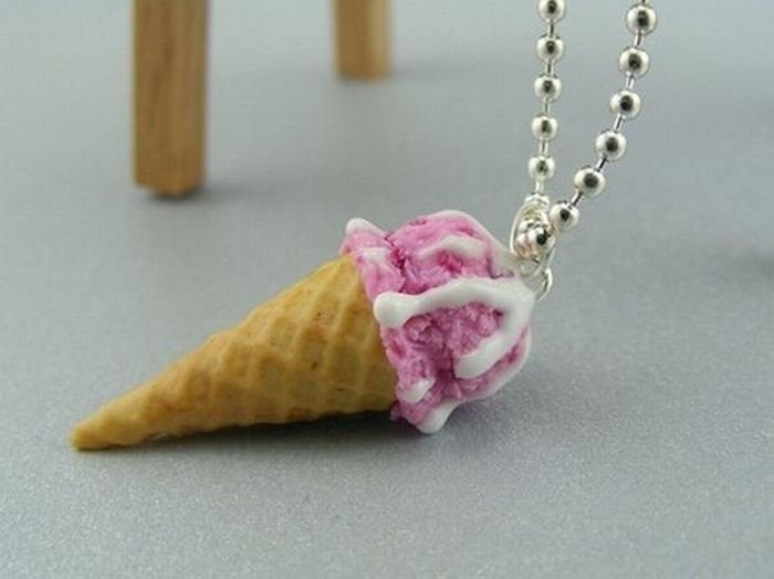 food shaped pendant and earrings