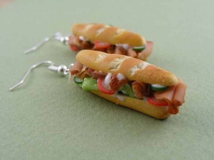 food shaped pendant and earrings