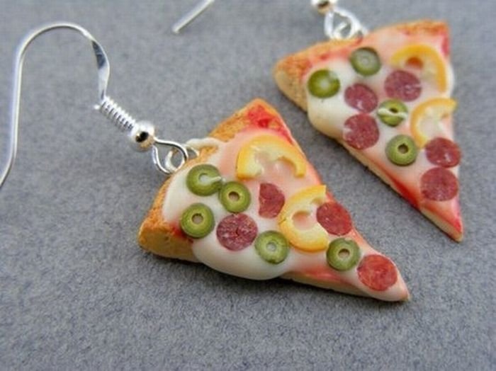 food shaped pendant and earrings