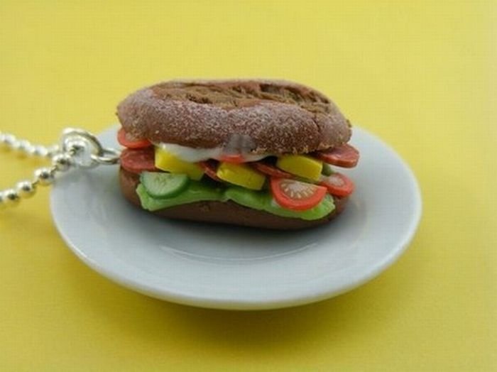 food shaped pendant and earrings