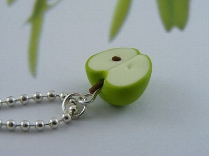 food shaped pendant and earrings