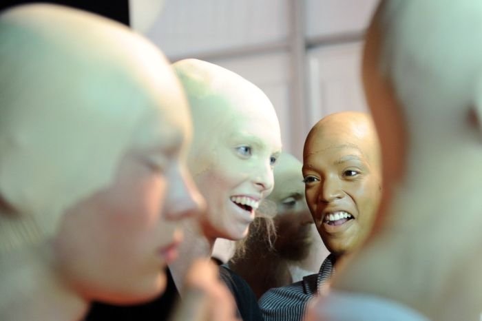 Bold models with beards, Berlin Fashion Week, Germany