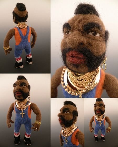 Needle felted celebrities by Kay Petal