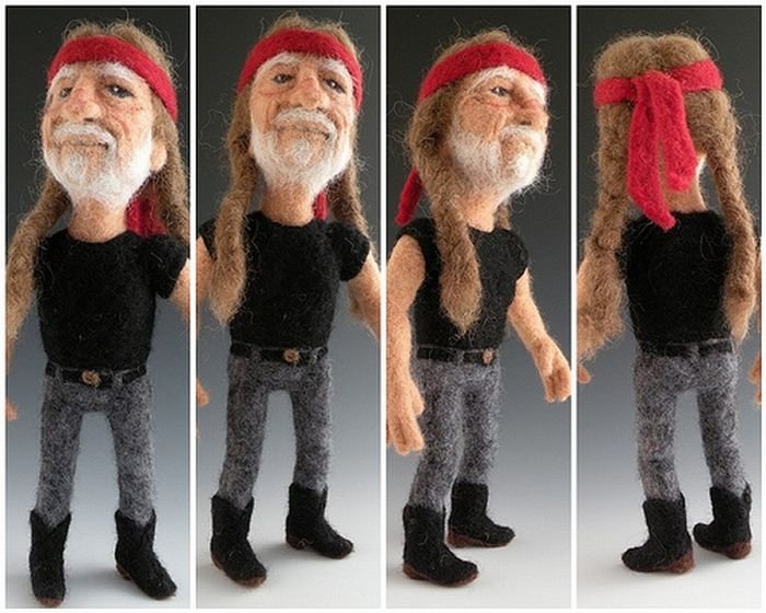 Needle felted celebrities by Kay Petal