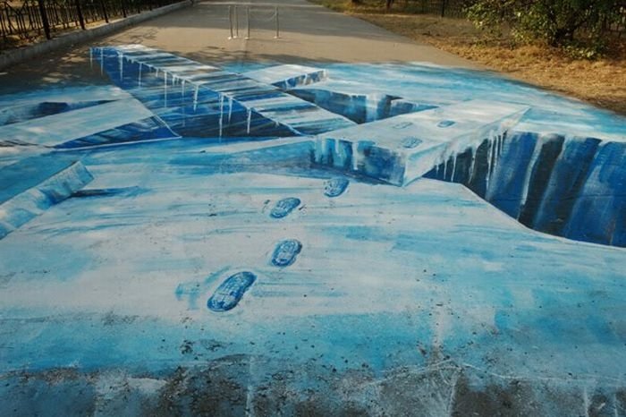 3D pictures art in parks of Moscow, Russia