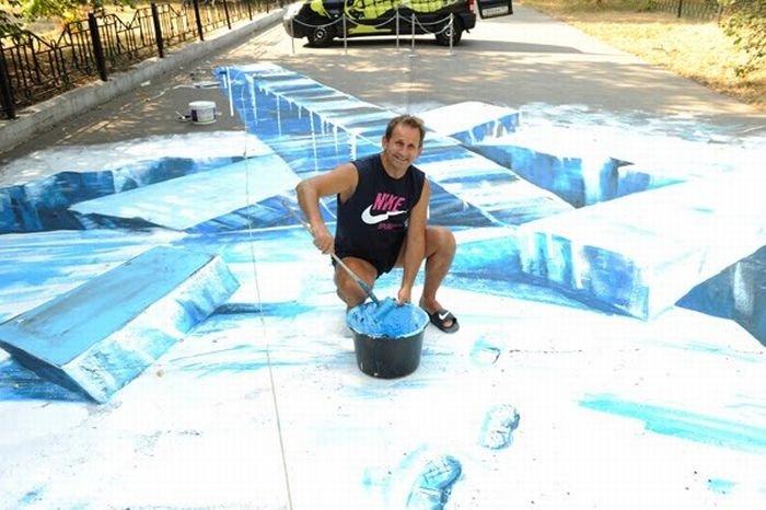 3D pictures art in parks of Moscow, Russia