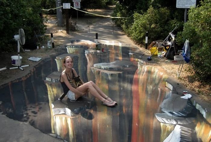 3D pictures art in parks of Moscow, Russia