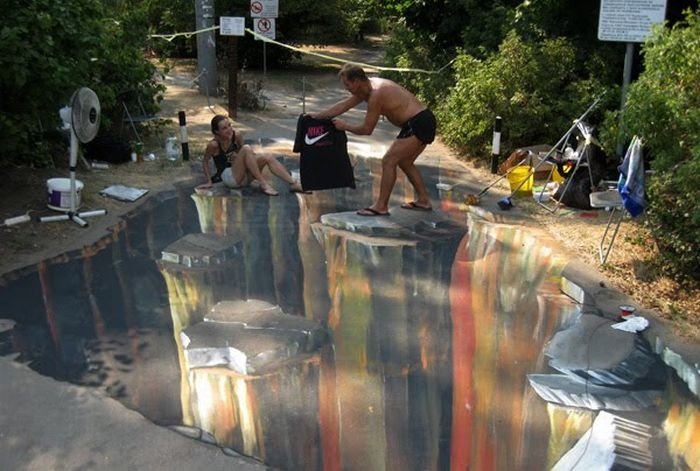 3D pictures art in parks of Moscow, Russia