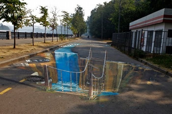 3D pictures art in parks of Moscow, Russia