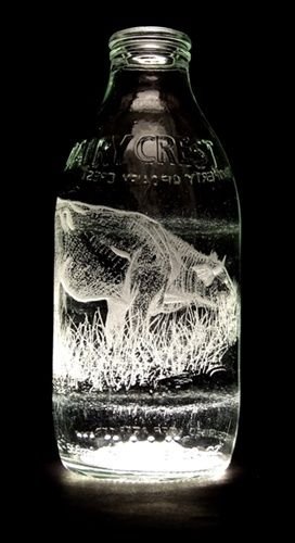 Milk bottle art by Charlotte Hughes-Martin