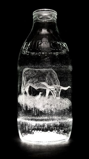 Milk bottle art by Charlotte Hughes-Martin