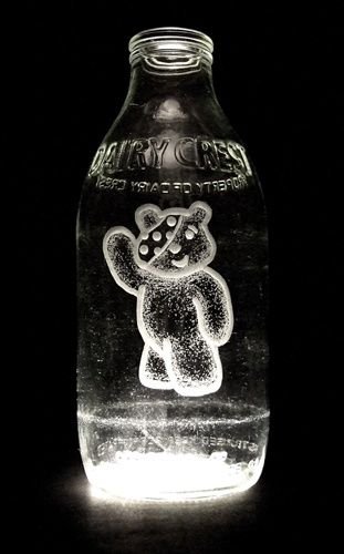 Milk bottle art by Charlotte Hughes-Martin