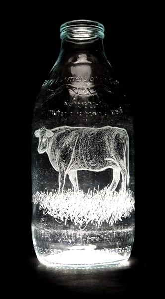 Milk bottle art by Charlotte Hughes-Martin