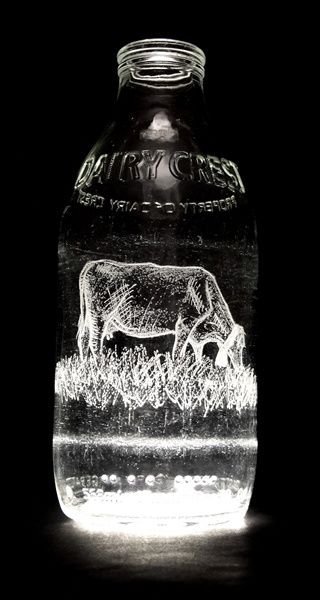 Milk bottle art by Charlotte Hughes-Martin