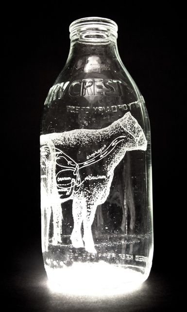 Milk bottle art by Charlotte Hughes-Martin