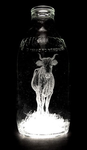 Milk bottle art by Charlotte Hughes-Martin