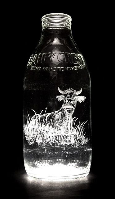 Milk bottle art by Charlotte Hughes-Martin