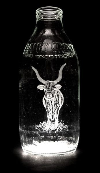 Milk bottle art by Charlotte Hughes-Martin