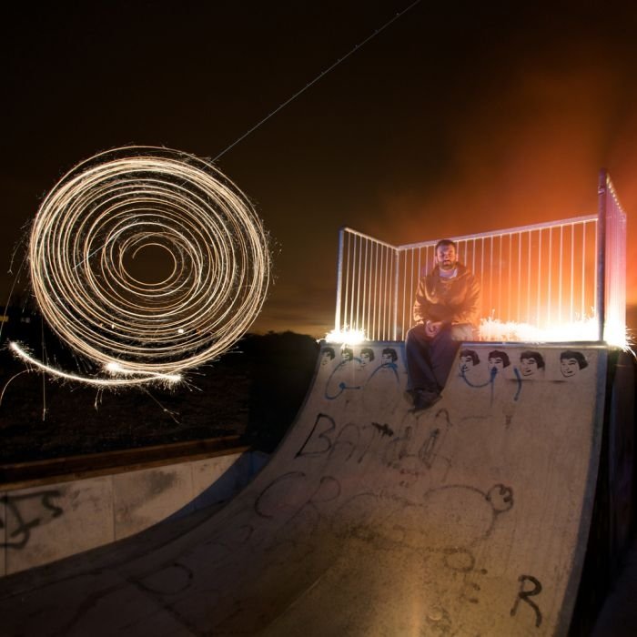 playing with light in a skate park