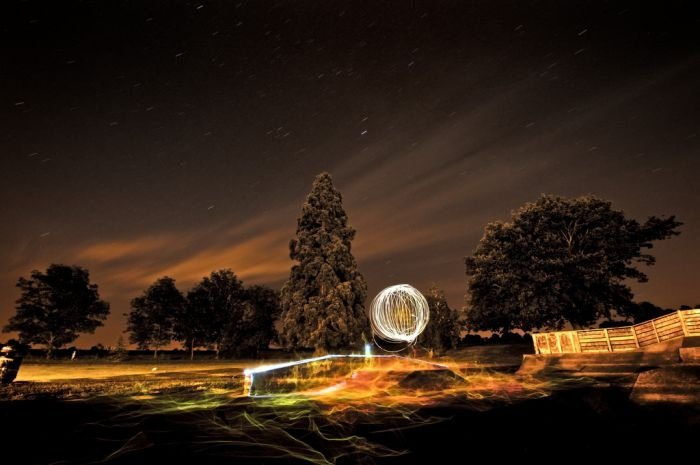 playing with light in a skate park