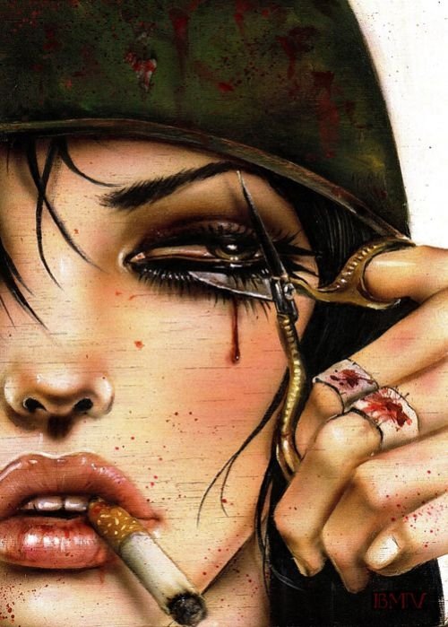 Smoking girl by Brian M. Viveros