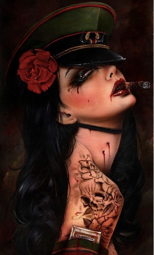 Smoking girl by Brian M. Viveros