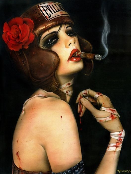 Smoking girl by Brian M. Viveros