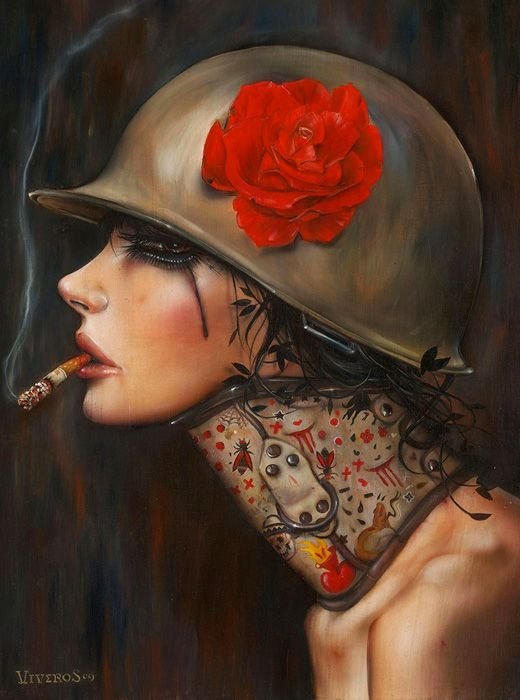 Smoking girl by Brian M. Viveros