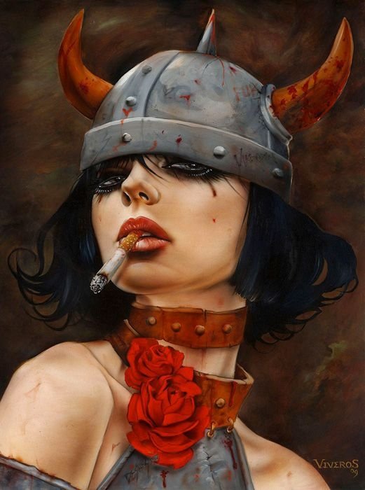 Smoking girl by Brian M. Viveros