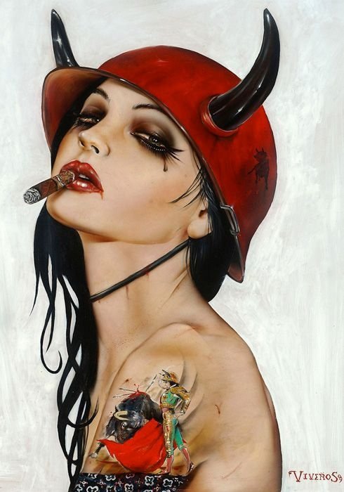 Smoking girl by Brian M. Viveros