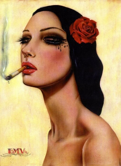 Smoking girl by Brian M. Viveros