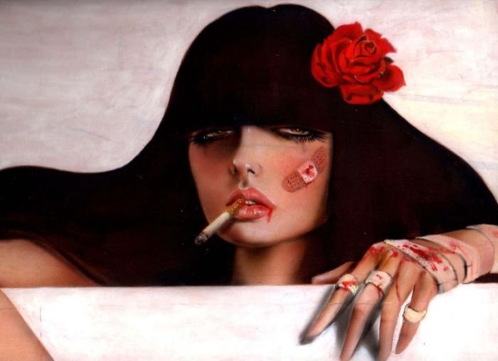 Smoking girl by Brian M. Viveros