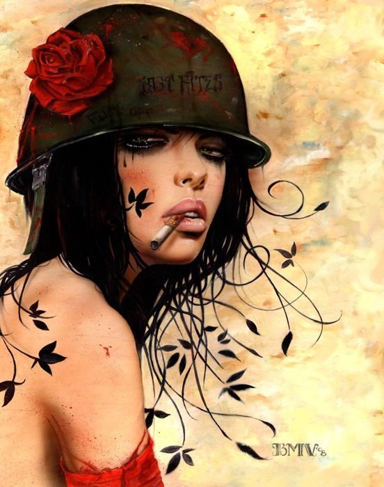 Smoking girl by Brian M. Viveros