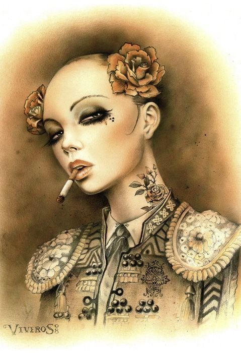 Smoking girl by Brian M. Viveros