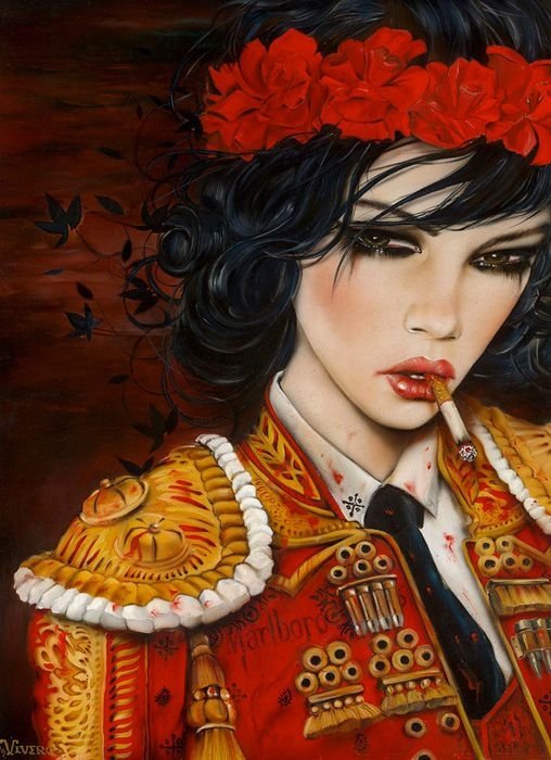 Smoking girl by Brian M. Viveros