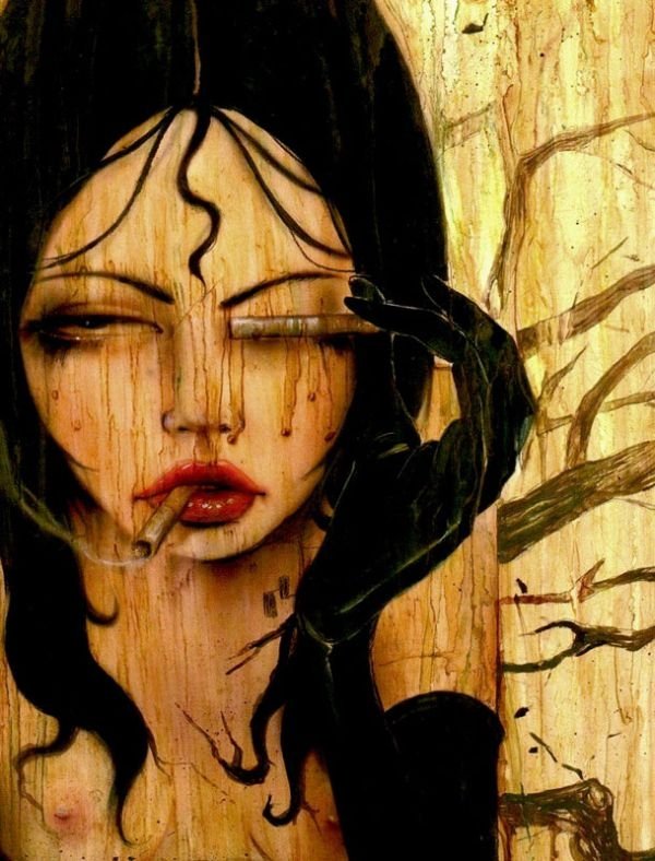 Smoking girl by Brian M. Viveros