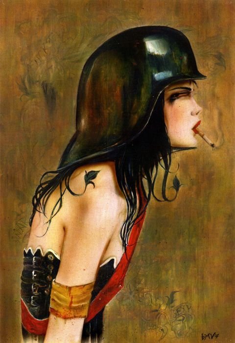 Smoking girl by Brian M. Viveros