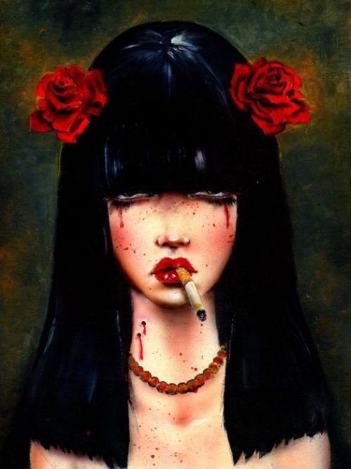 Smoking girl by Brian M. Viveros