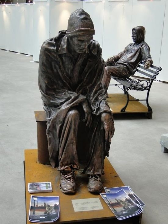 Sculptures of homeless people by Jens Galschiøt