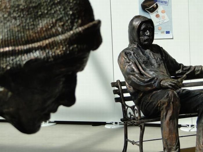 Sculptures of homeless people by Jens Galschiøt