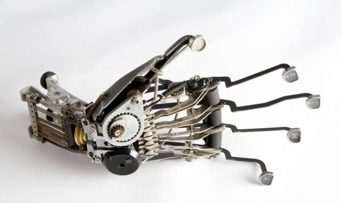 sculpture made out of typewriter parts