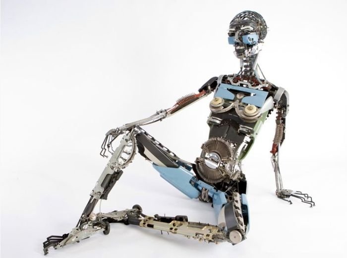 sculpture made out of typewriter parts