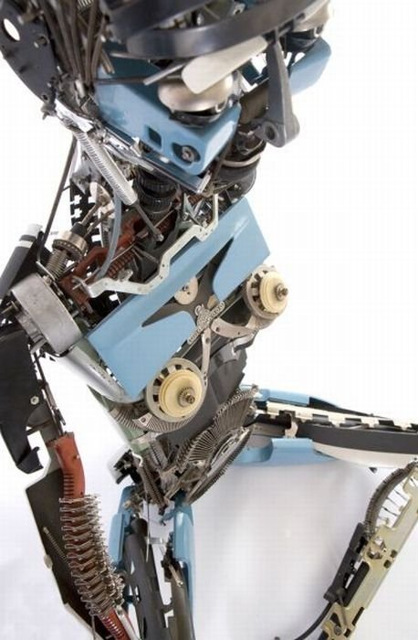 sculpture made out of typewriter parts