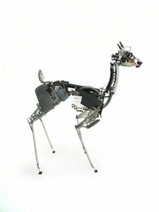 sculpture made out of typewriter parts