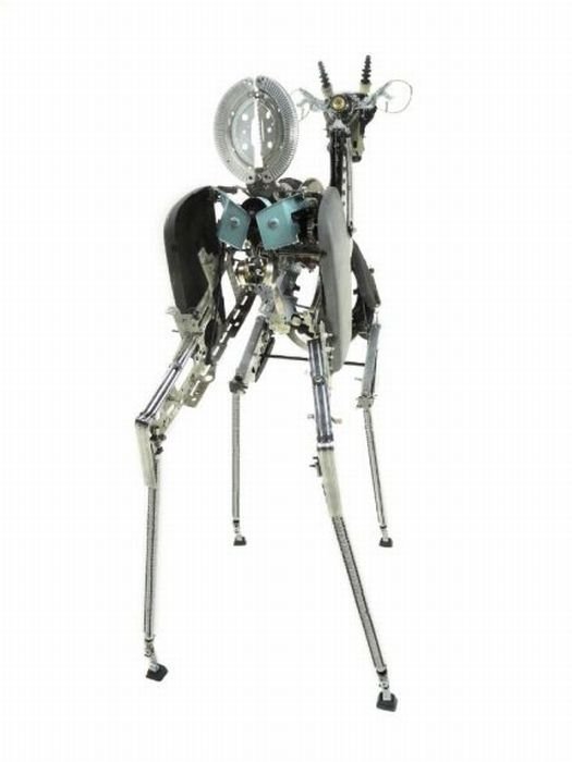 sculpture made out of typewriter parts